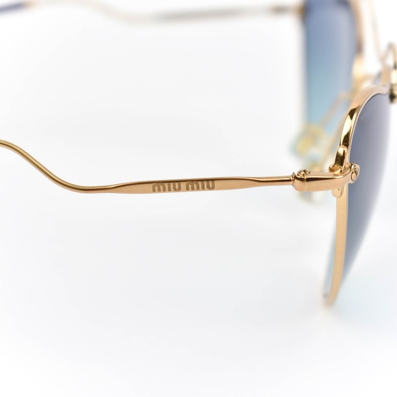 MIU MIU Gold Metal & Logo Gradient Sunglasses (q) - Picture 5 of 8